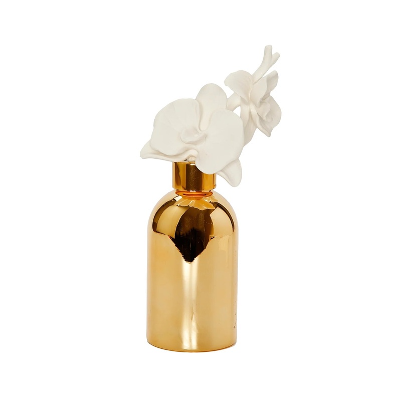 Vivience Gold Bottle/Gold Cap White Flower Diffuser, Lily of the Valley Scent