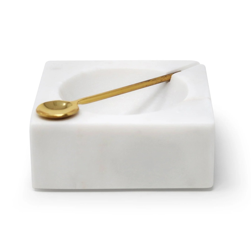 Classic Touch Marble Salt Dish with Spoon