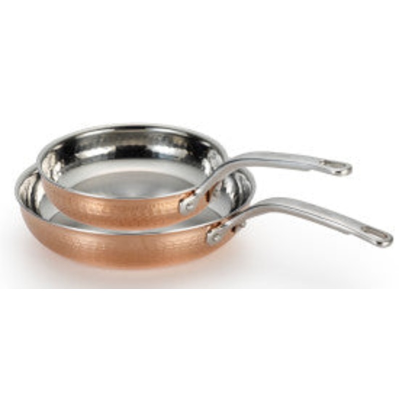 Lagostina Martelleta 3 Ply Hammered Copper 8 Inch and 10 Inch Frypan Set