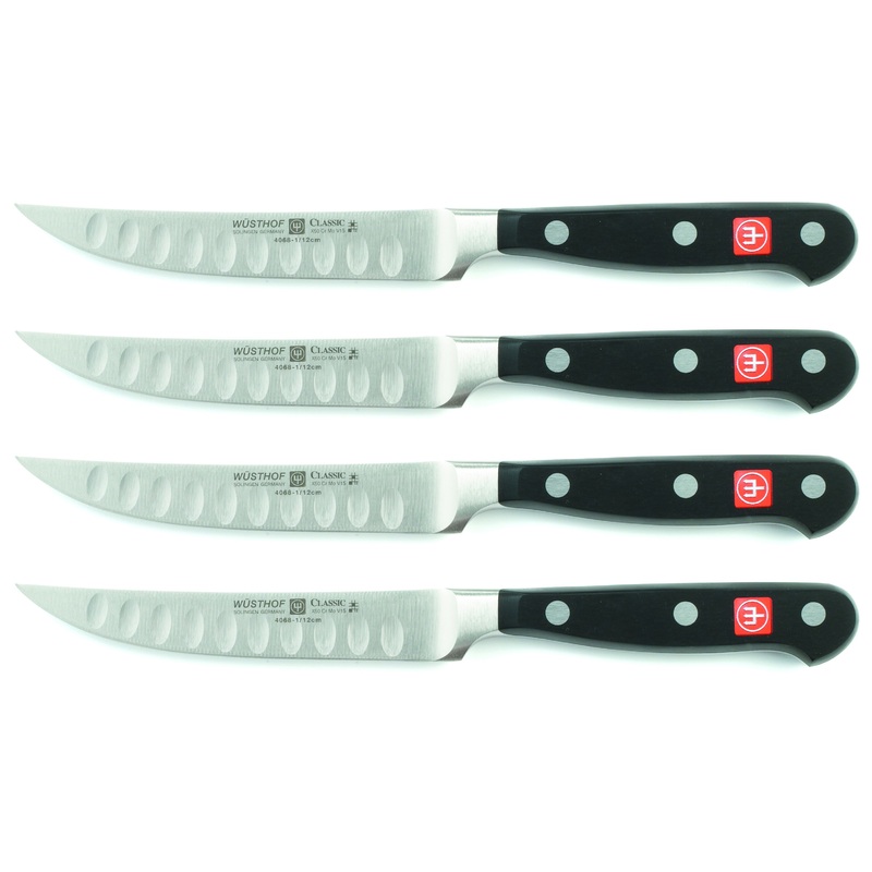 Wusthof Classic Four Piece Steak Knife Set, Hollow Edge