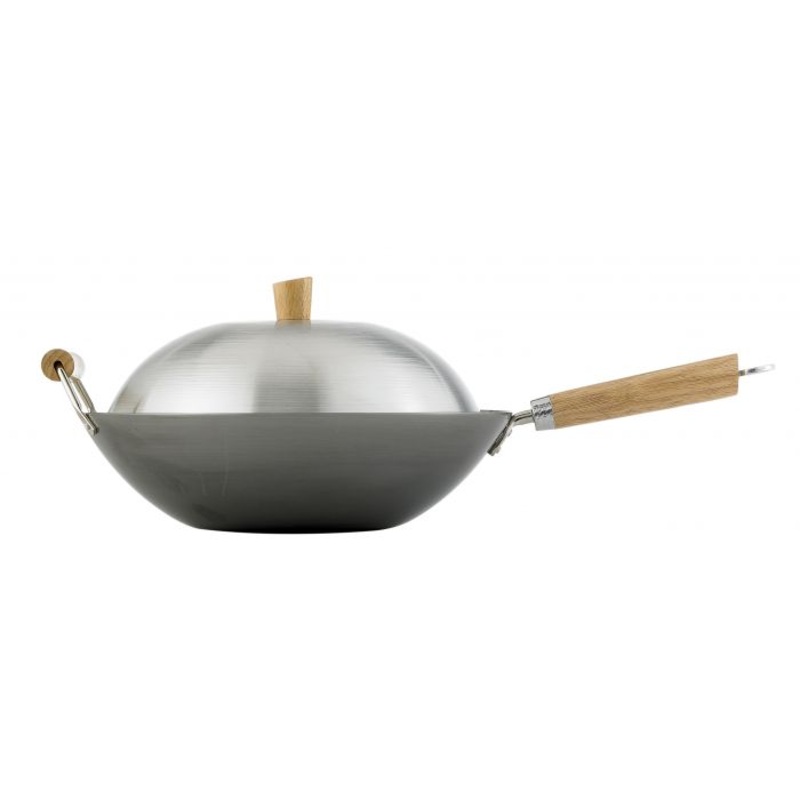Carbon Steel Wok with Lid, 14in