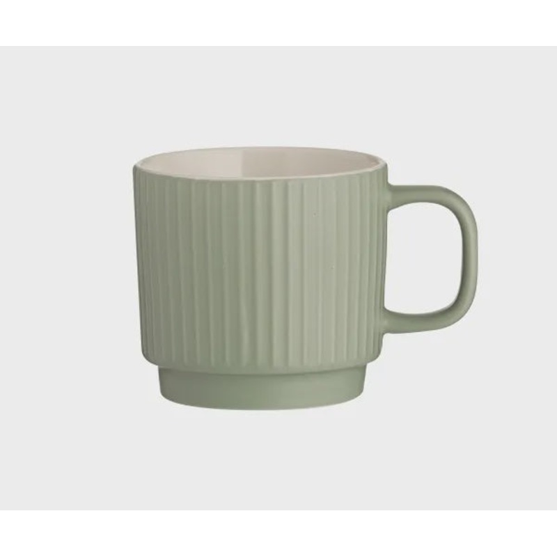Embossed Line Green Mug, 12oz