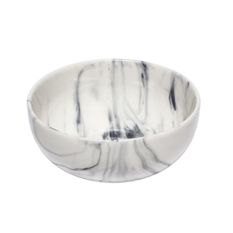 Ink Gray Marbled Porcelain Bowl, 12.5cm