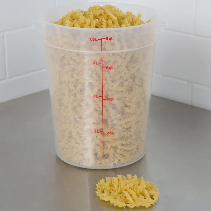 8 Qt. Translucent Round Polypropylene Food Storage Container (Lid Included)