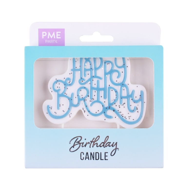 Candle Topper | Blue Sparkly Happy Birthday