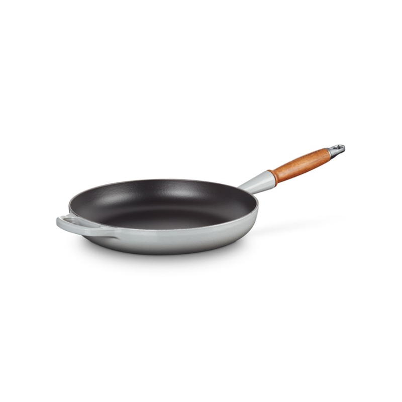 Cast Iron Fry Pan with Wooden Handle | Mist Grey