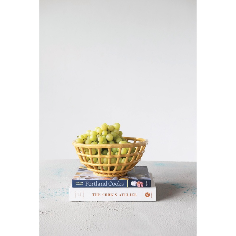 Handmade Stoneware Basket Bowl