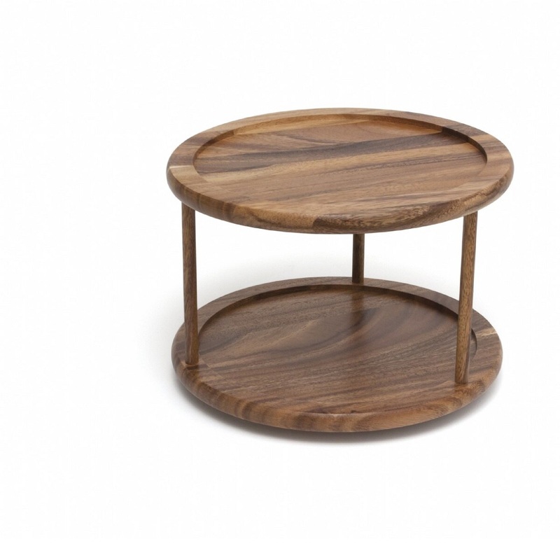 10" Acacia 2 Tier Turntable