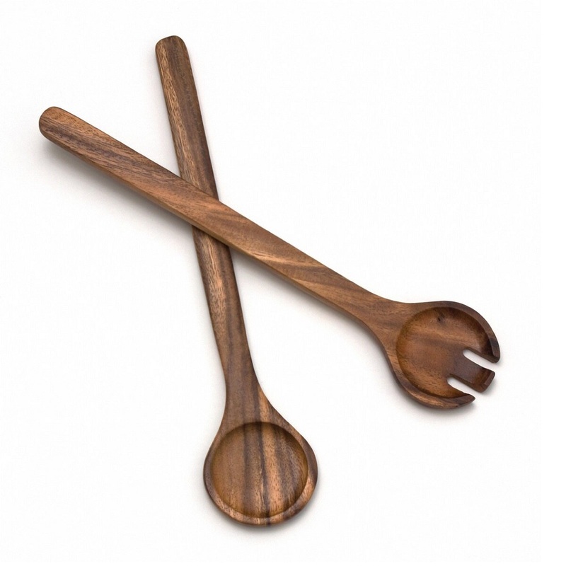 13" Acacia Round Salad Servers