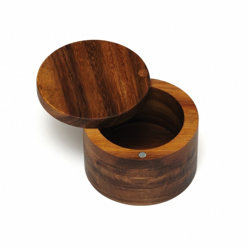 3.5 " Acacia Salt Box with Swivel Cover