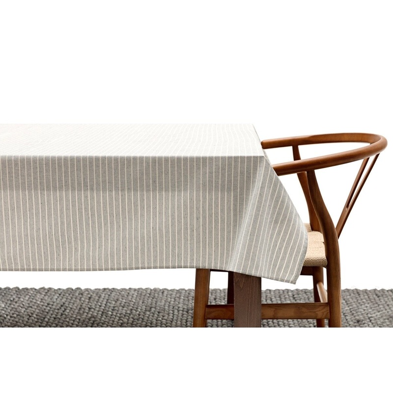 Grey Striped 60x120 Linen Table Cover