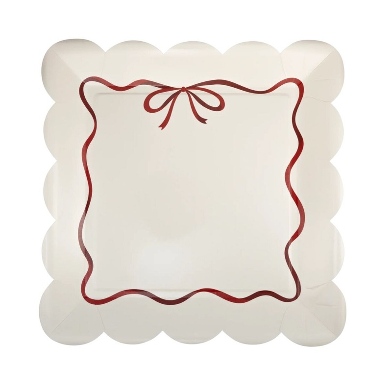 10" Red Bow Border Plate