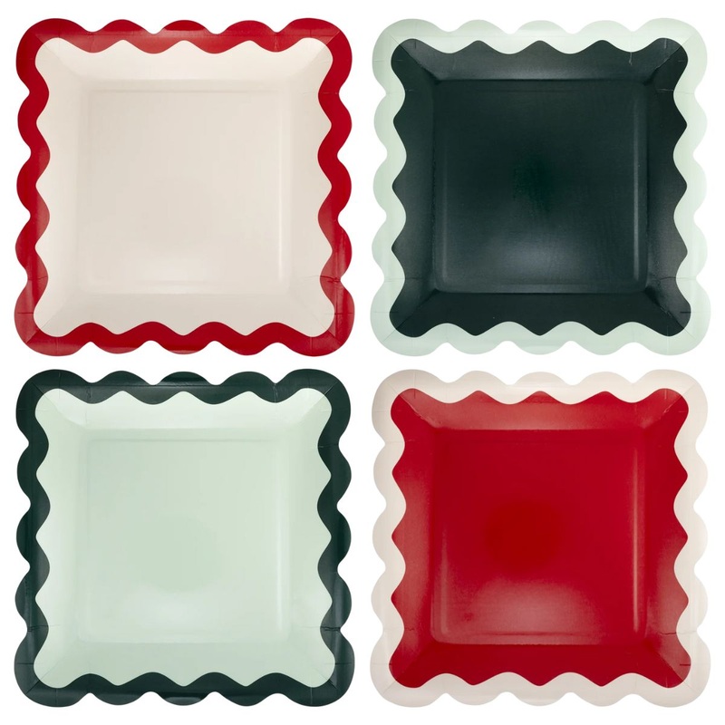 9" Red & Pink  Green & Mint Ric Rac Plate