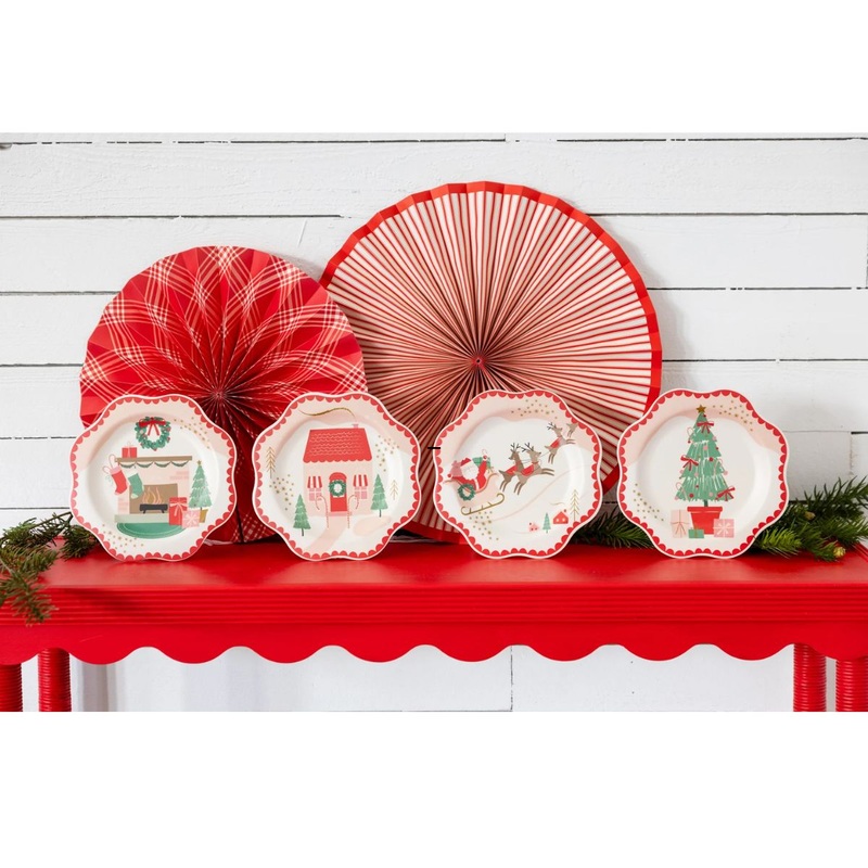 Santa Scenes Bamboo Plate Set