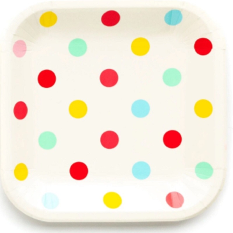Multi Polka Dot Paper Plate Set 9"