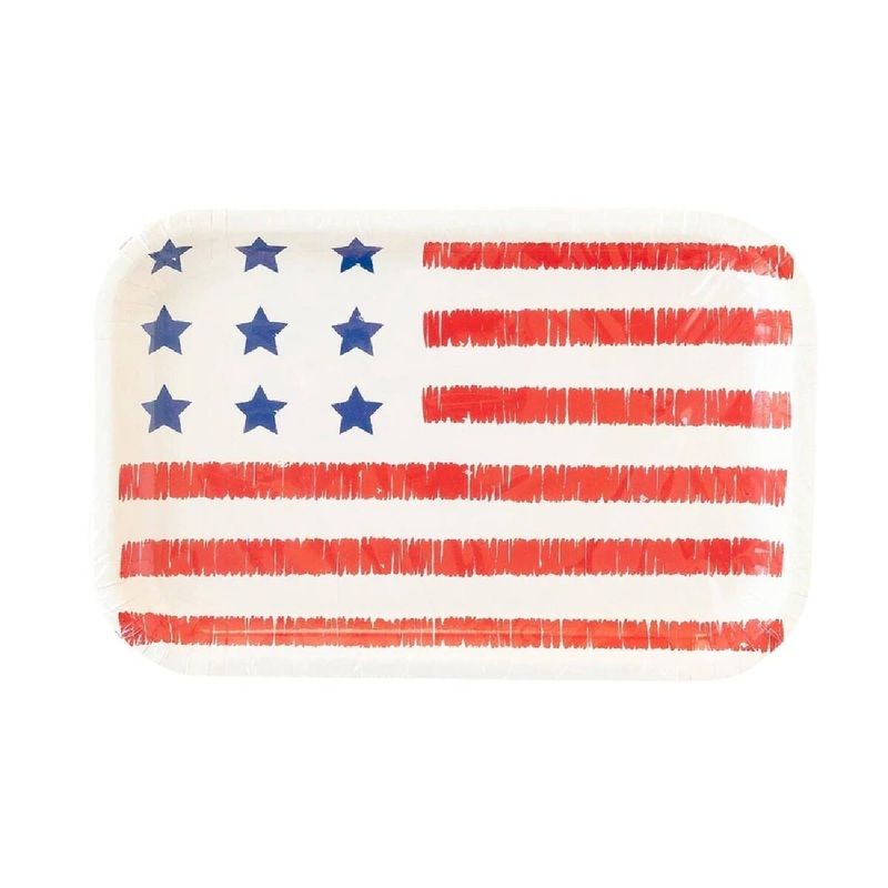 American Flag  Paper Plate 10"x6.5" 8ct