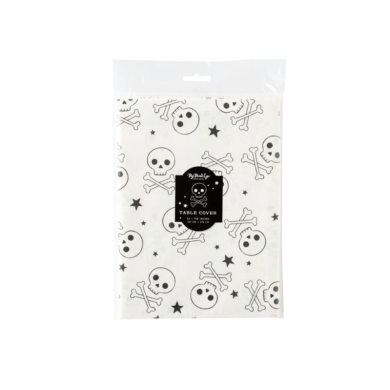 Black Cross Bones Paper Table Cover
