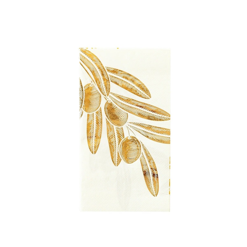 Gold Foiled Olive Dinner Napkin