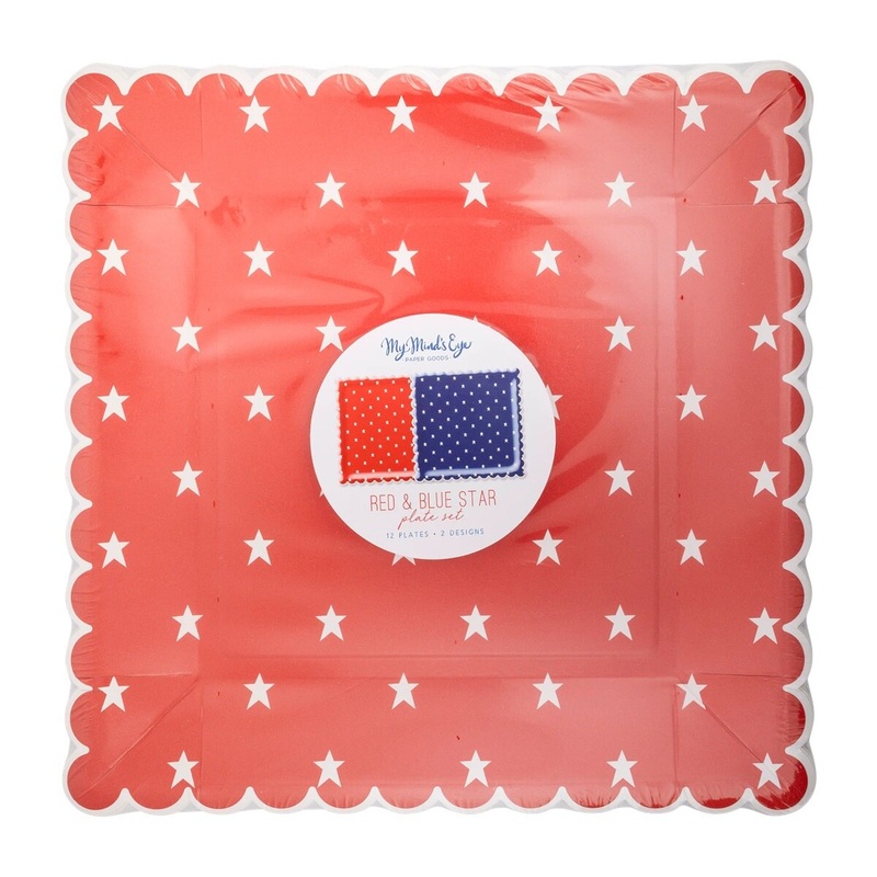 Red and Blue Star Paper Plate