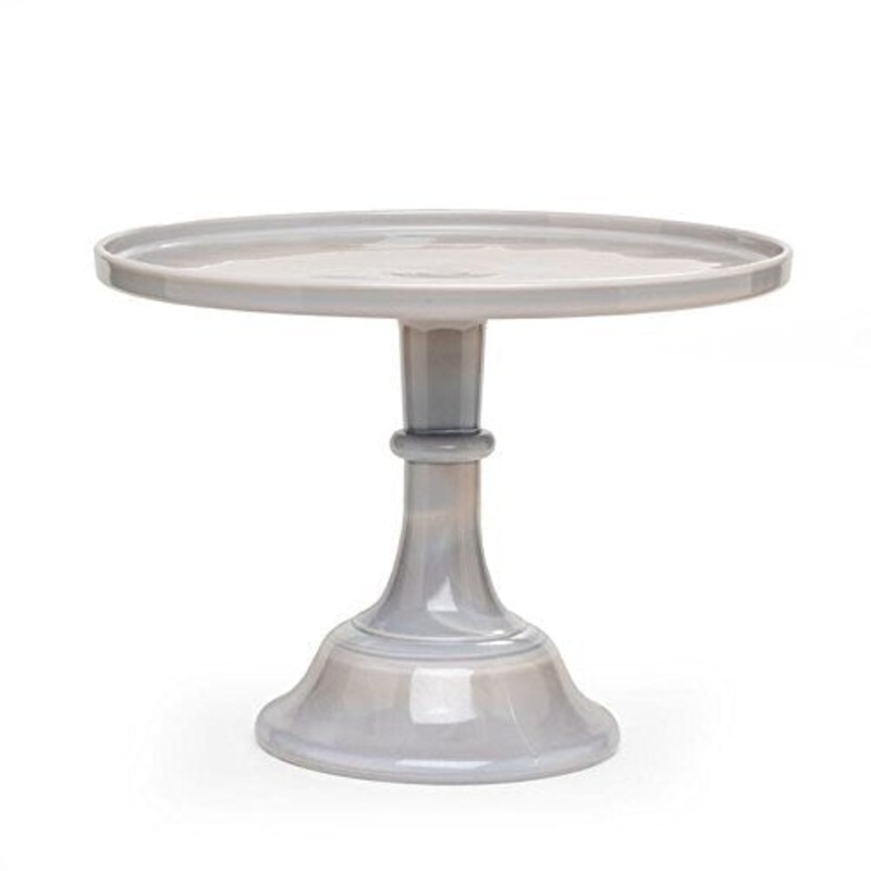 6" Glass Cake Stand- Marble Grey