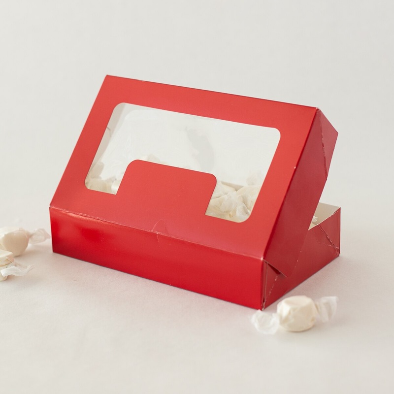 Cookie Box Medium Red with Window - 25 Ct