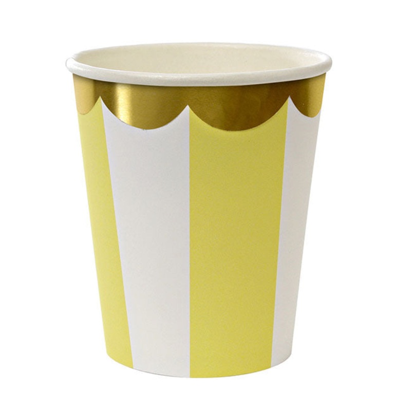 Meri Meri Toot Sweet Yellow Stripe Paper Cups - 8 ct.