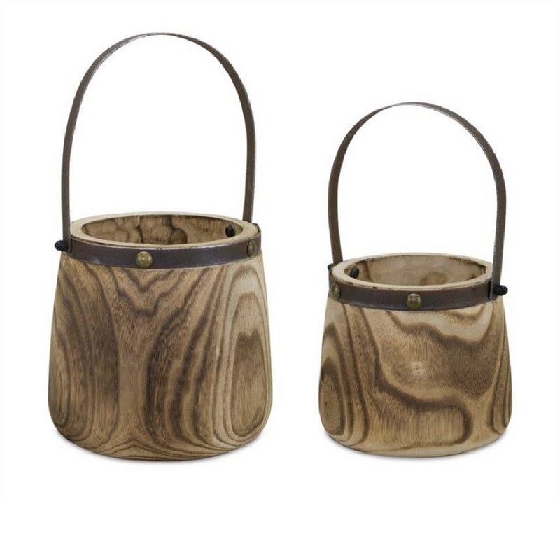 Pail 7.5x11.75x9x14 Wood/Steel