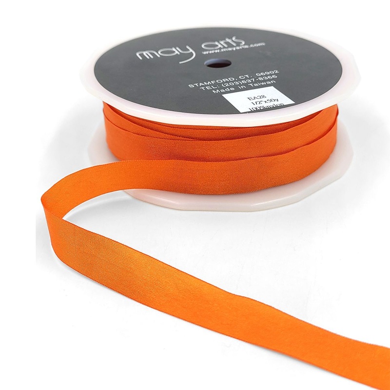 1/2 Inch Wrinkled Faux Silk Ribbon- Orange