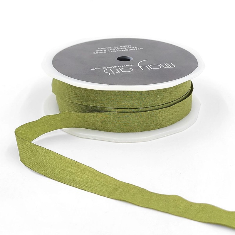 1/2" Ribbon Wrinkled Faux Silk Ribbon- Olive