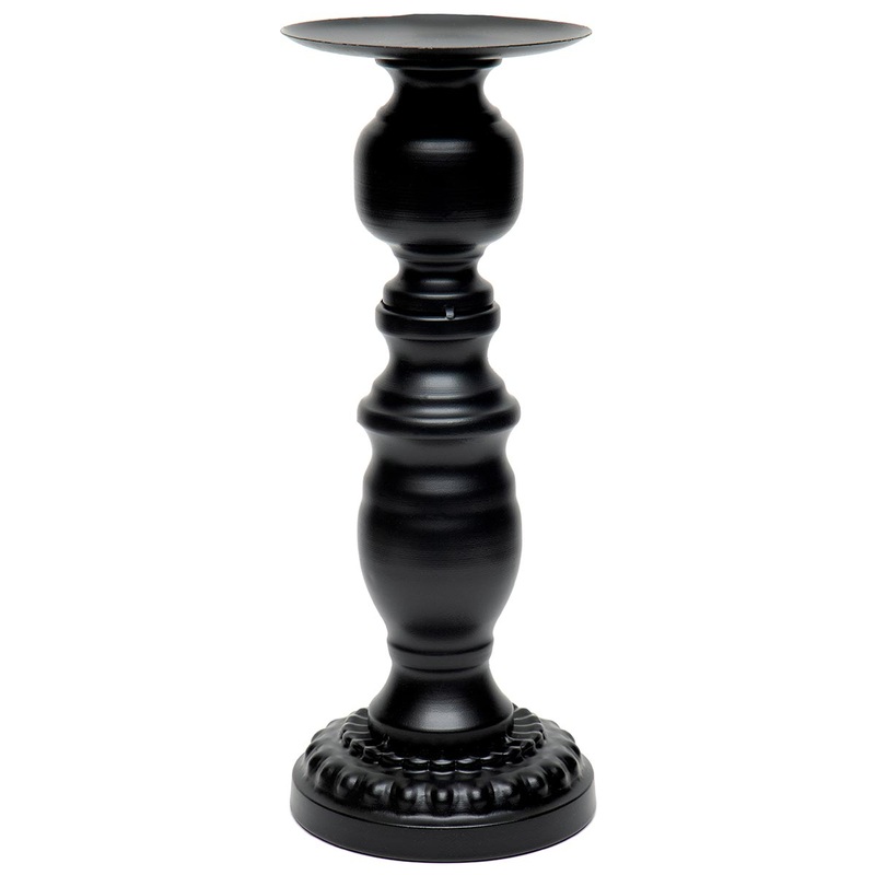 12.5" Black Metal Candle Holder