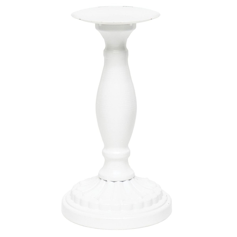 8.5" White Metal Candle Holder