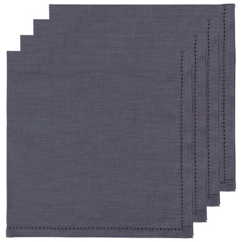 4-Pc Hemstitch Napkins - Charcoal