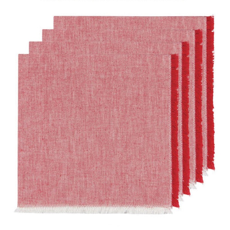 Chambray Heirloom Napkin Set - Chili