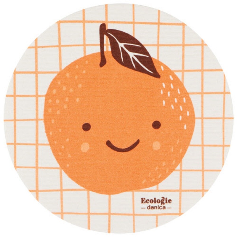 Swedish Dish Cloth - Fruit Face Orange