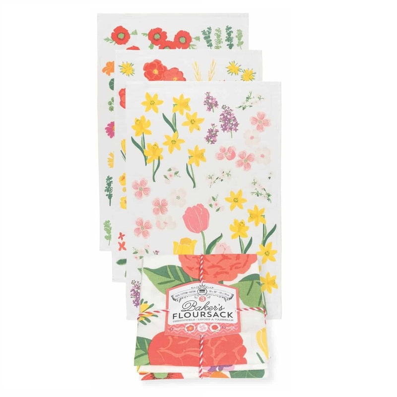 Now Designs Flowers Of The Month Bakers Floursack Dish Towels - Set of 3