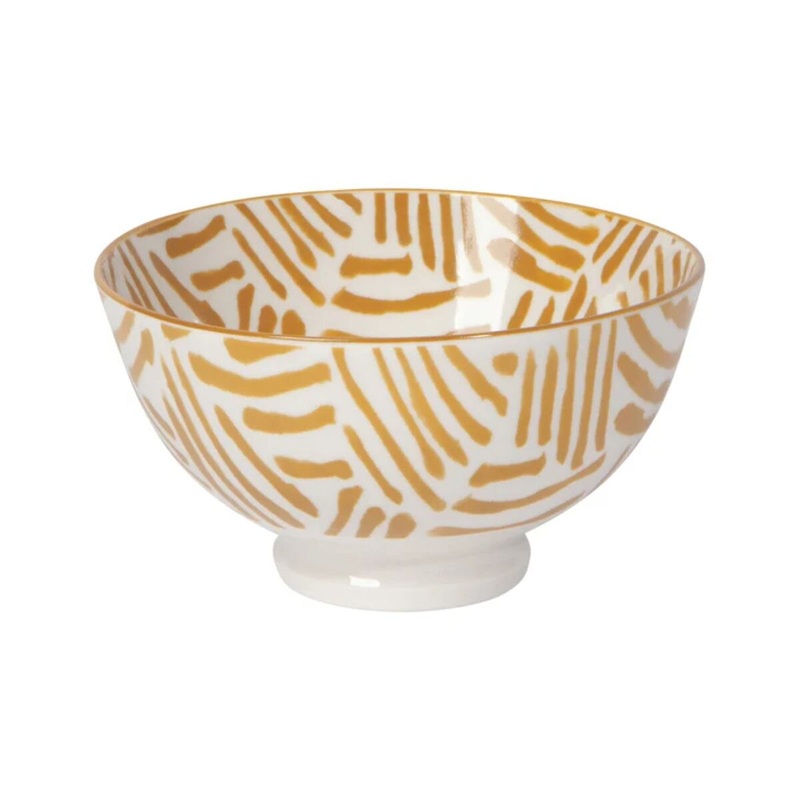 4" Stamped Bowl - Ochre Lines