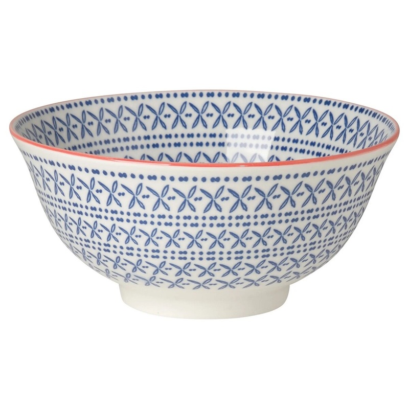 6" Blue Cross Stamped Bowl