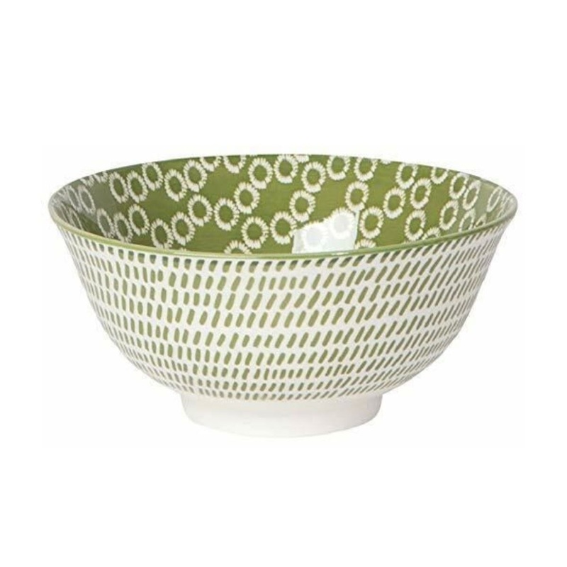 6" Bowl Stamped- Green Rings