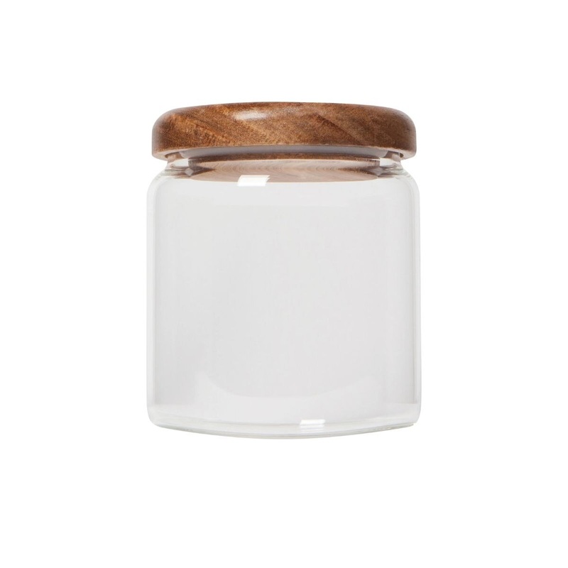 20 oz Acacia Wood Small Glass Jar