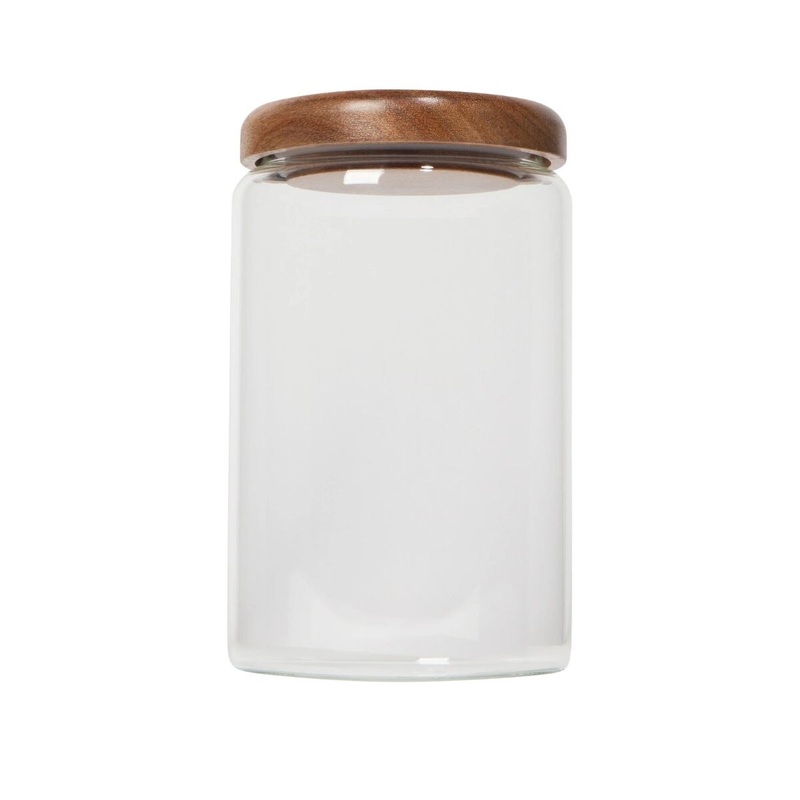 32 oz Acacia Wood Medium Glass Jar