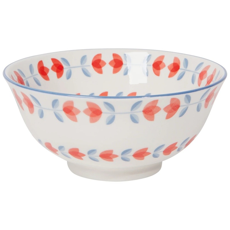 6" Red Tulip Stamped Bowl