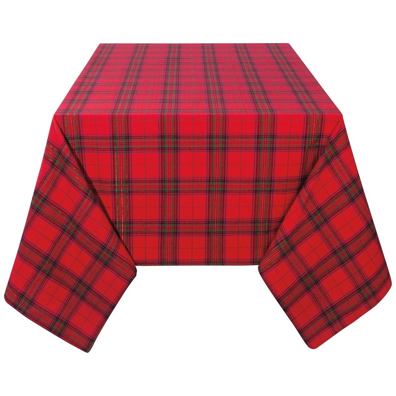 60" x 120" Christmas Plaid Woven Table Cloth