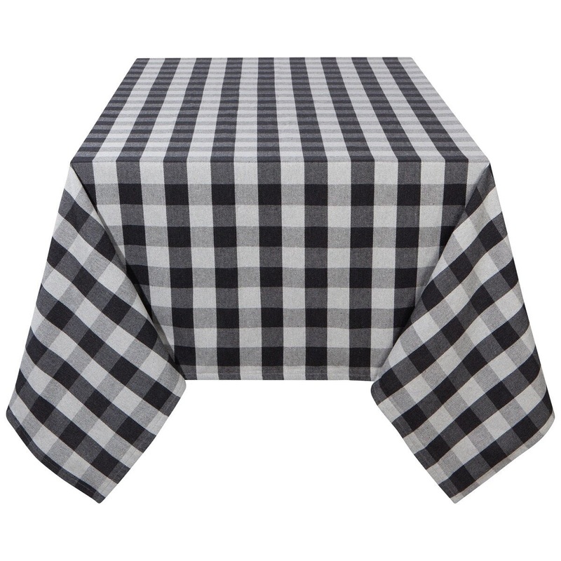 60" x 90" Charcoal Buffalo Check Table Cloth