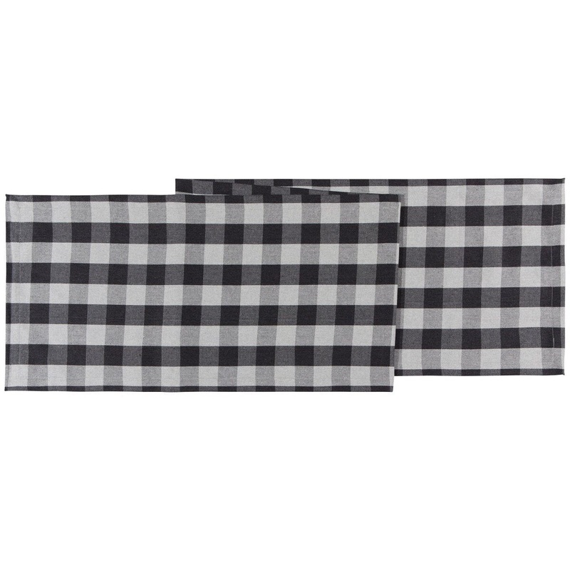 72" Charcoal Buffalo Check Table Runner