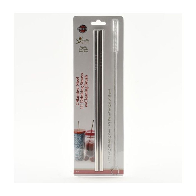 NorPro 11" Stainless Steel Drinking Straw Set