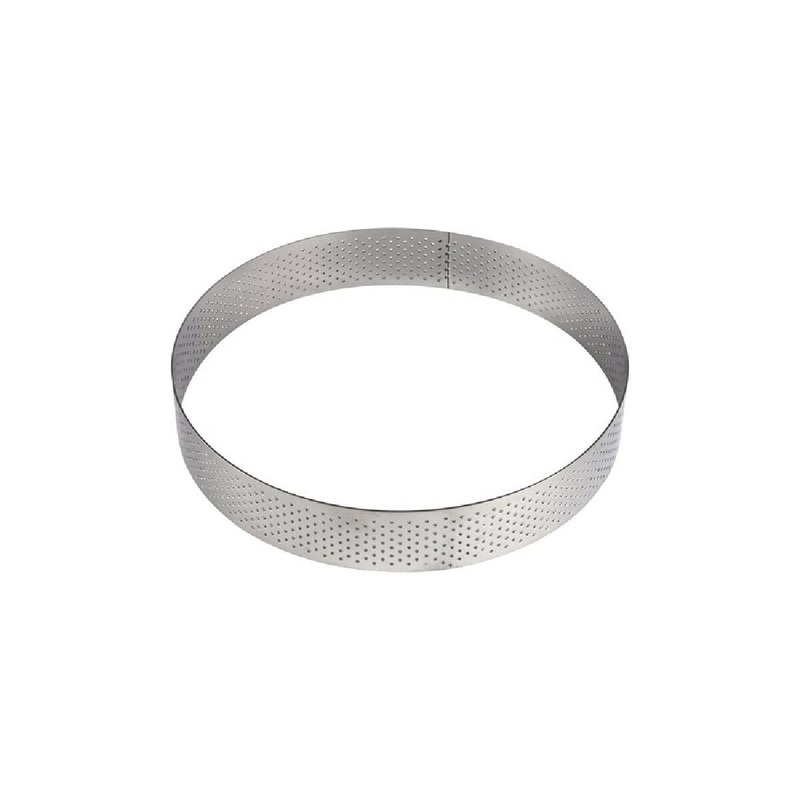 3 1 / 8" x 3 / 4" Round Perforated Stainless Steel Tart Ring