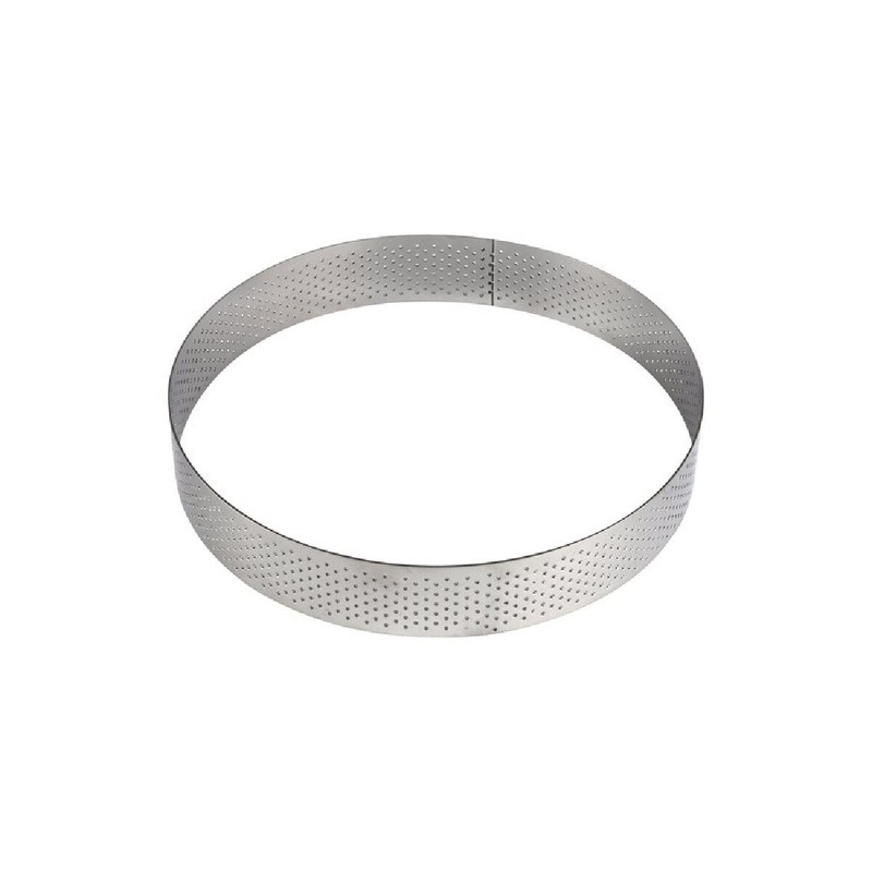 3.5" x 0.75" Round Perforated Stainless Steel Tart Ring