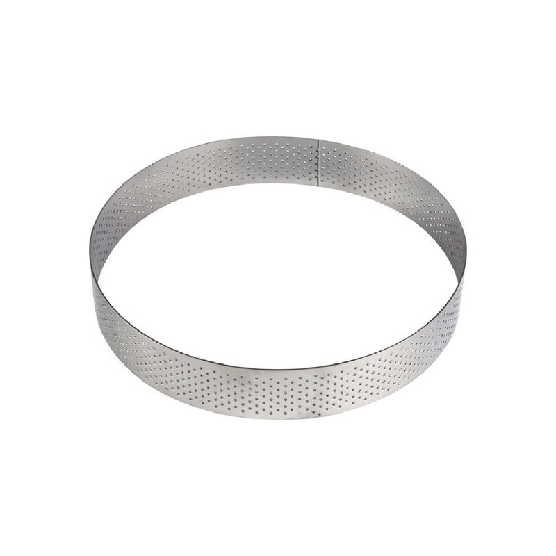 4" x 3 / 4" Round Perforated Stainless Steel Tart Ring