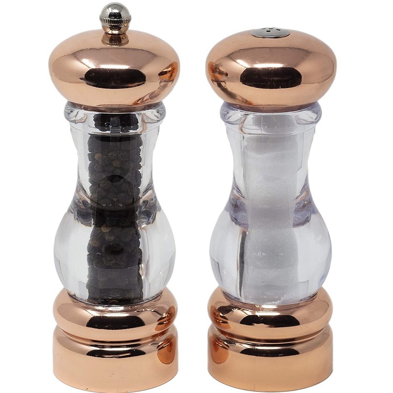 7" Copper Plated Salt & Pepper Mill Set