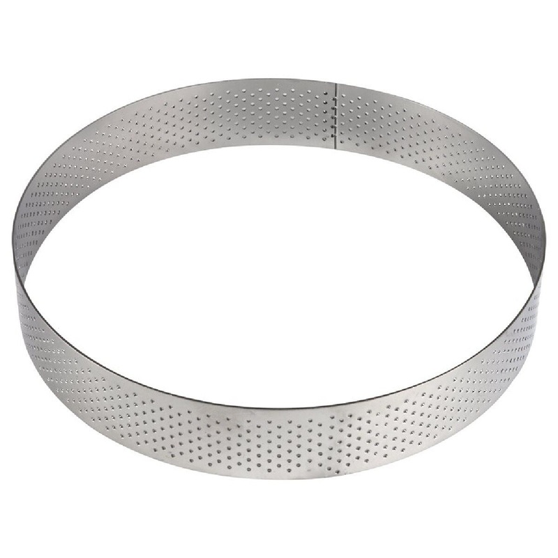 9 1 / 2" x 3 / 4" Round Perforated Stainless Steel Tart Ring